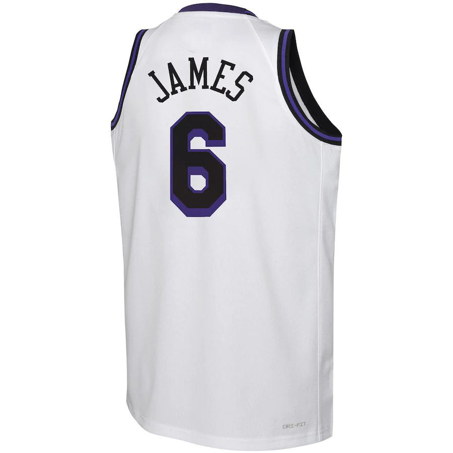 LA.Lakers #6 LeBron James Swingman Jersey City Edition White Stitched American Basketball Jersey - Main View