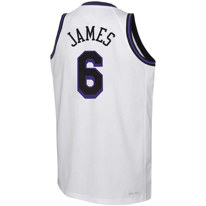 LA.Lakers #6 LeBron James Swingman Jersey City Edition White Stitched American Basketball Jersey - Main View