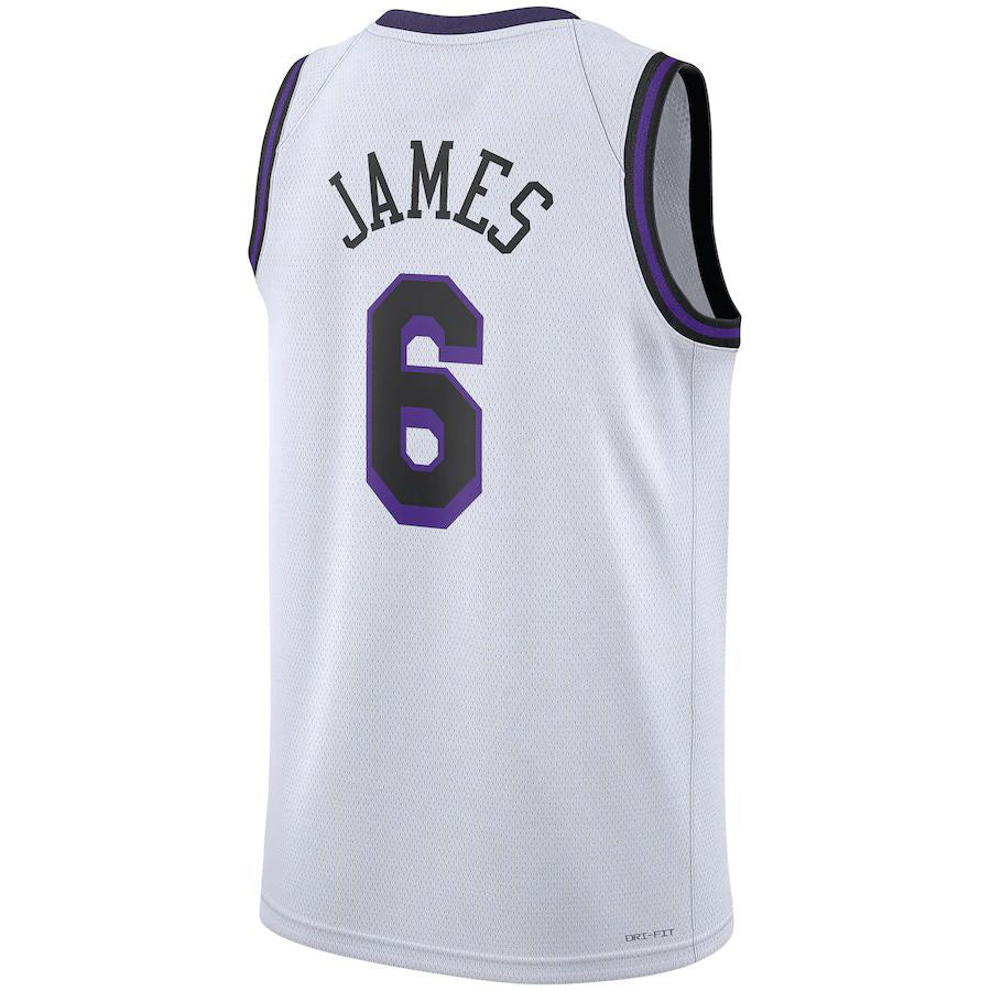 LA.Lakers #6 LeBron James Unisex 2022-23 Swingman Jersey City Edition  White Classic Edition Stitched American Basketball Jersey - Main View