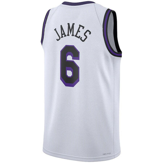 LA.Lakers #6 LeBron James Unisex 2022-23 Swingman Jersey City Edition  White Classic Edition Stitched American Basketball Jersey - Main View