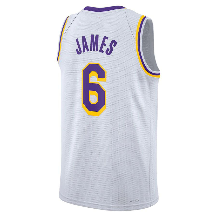 LA.Lakers #6 LeBron James Unisex 2022-23 Swingman Jersey White Association Edition Stitched American Basketball Jersey - Main View