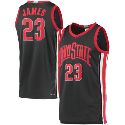 O.State Buckeyes #23 LeBron James Limited Basketball Jersey Charcoal Black Stitched American College Jerseys - Main View