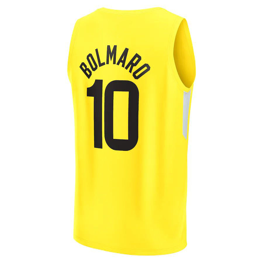 U.Jazz #10 Leandro Bolmaro Fanatics Branded Fast Break Replica Jersey Icon Edition Yellow Stitched American Basketball Jersey - Main View