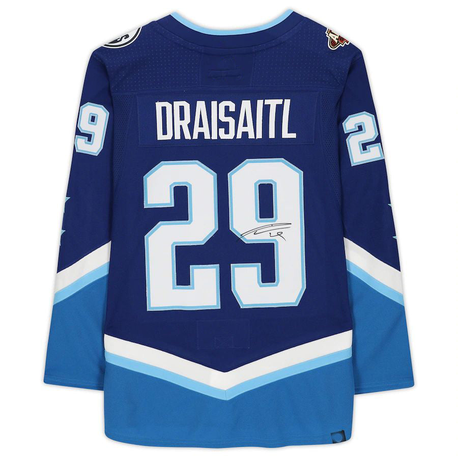E.Oilers #29 Leon Draisaitl Fanatics Authentic Autographed 2022 All-Star Game Blue Stitched American Hockey Jerseys - Main View