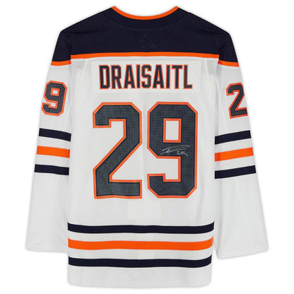 E.Oilers #29 Leon Draisaitl Fanatics Authentic Autographed White Stitched American Hockey Jerseys - Main View