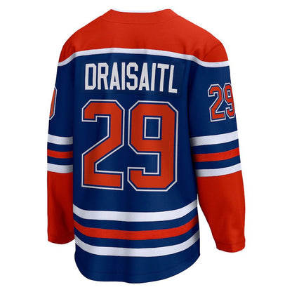 E.Oilers #29 Leon Draisaitl Fanatics Branded Home Premier Breakaway Player Jersey Royal Stitched American Hockey Jerseys - Main View