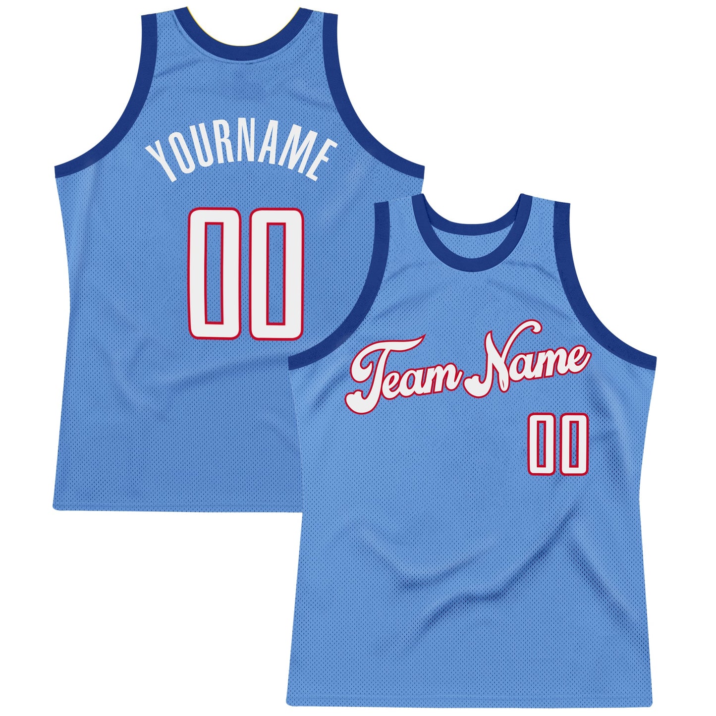 Custom Light Blue White-Red Authentic Throwback Basketball Jersey - Main View