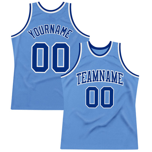 Custom Light Blue Royal-White Authentic Throwback Basketball Jersey - Main View
