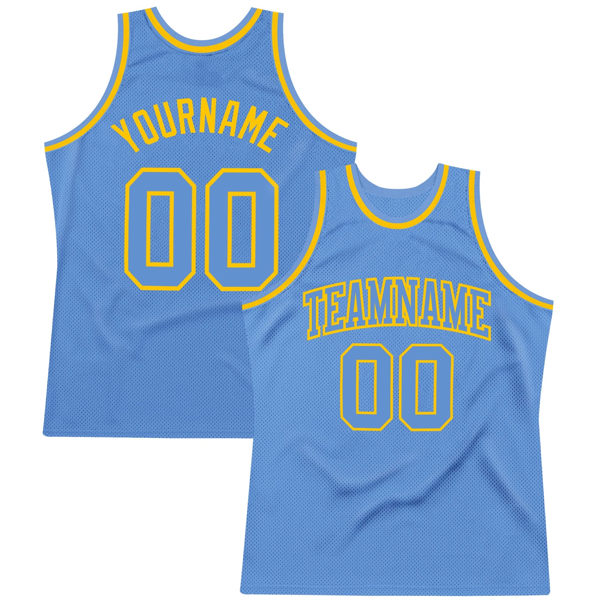 Custom Light Blue Light Blue-Gold Authentic Throwback Basketball Jersey - Main View