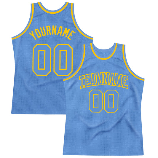 Custom Light Blue Light Blue-Gold Authentic Throwback Basketball Jersey - Main View