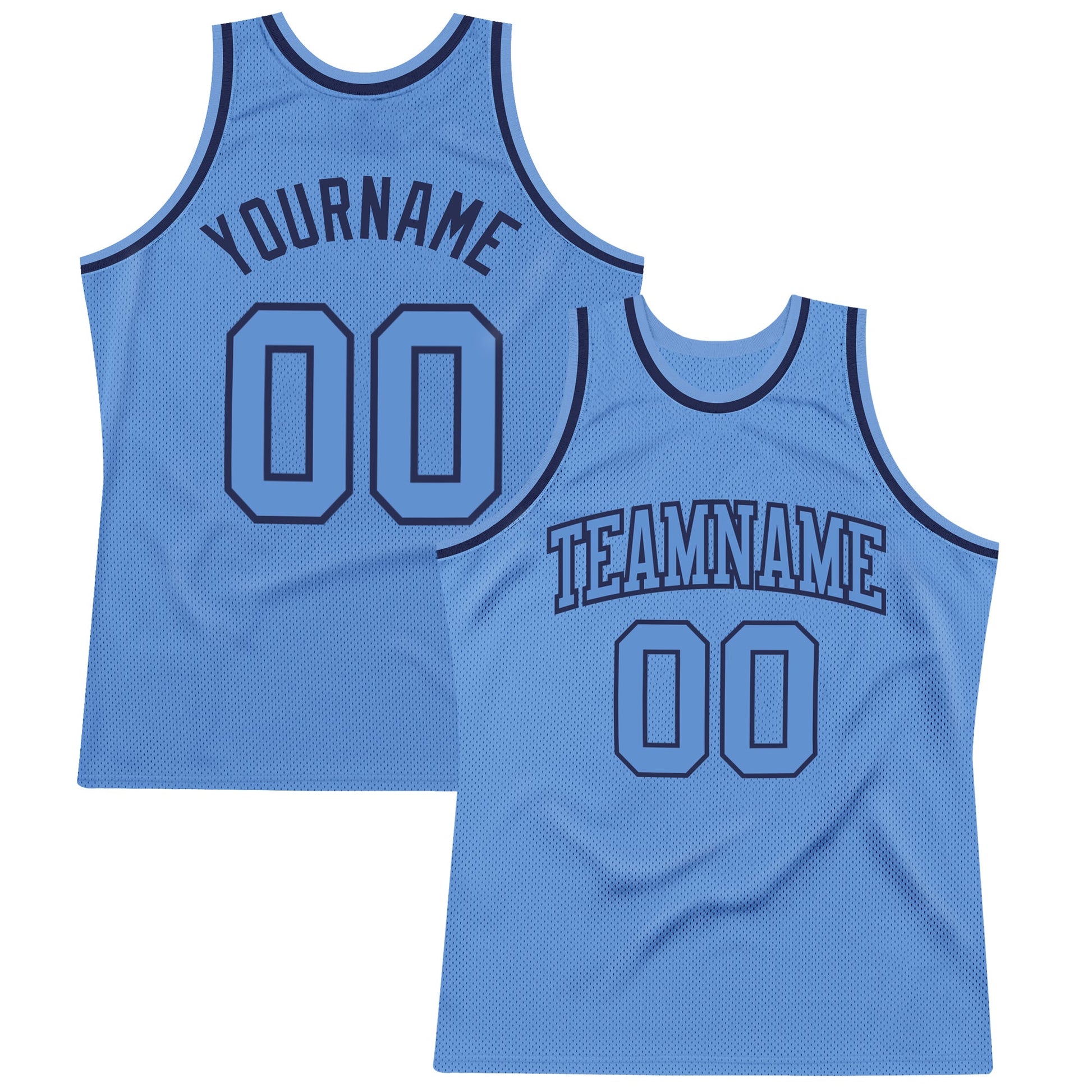 Custom Light Blue Light Blue-Navy Authentic Throwback Basketball Jersey - Main View