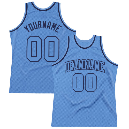 Custom Light Blue Light Blue-Navy Authentic Throwback Basketball Jersey - Main View