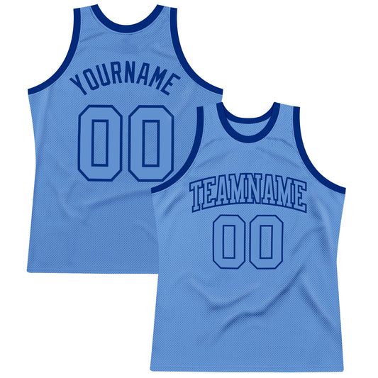 Custom Light Blue Light Blue-Royal Authentic Throwback Basketball Jersey - Main View
