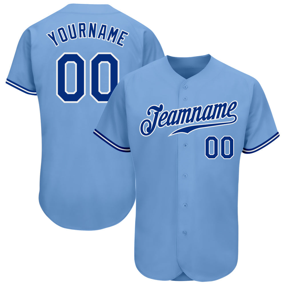 Custom Light Blue Royal-White Authentic Baseball Jersey - Main View