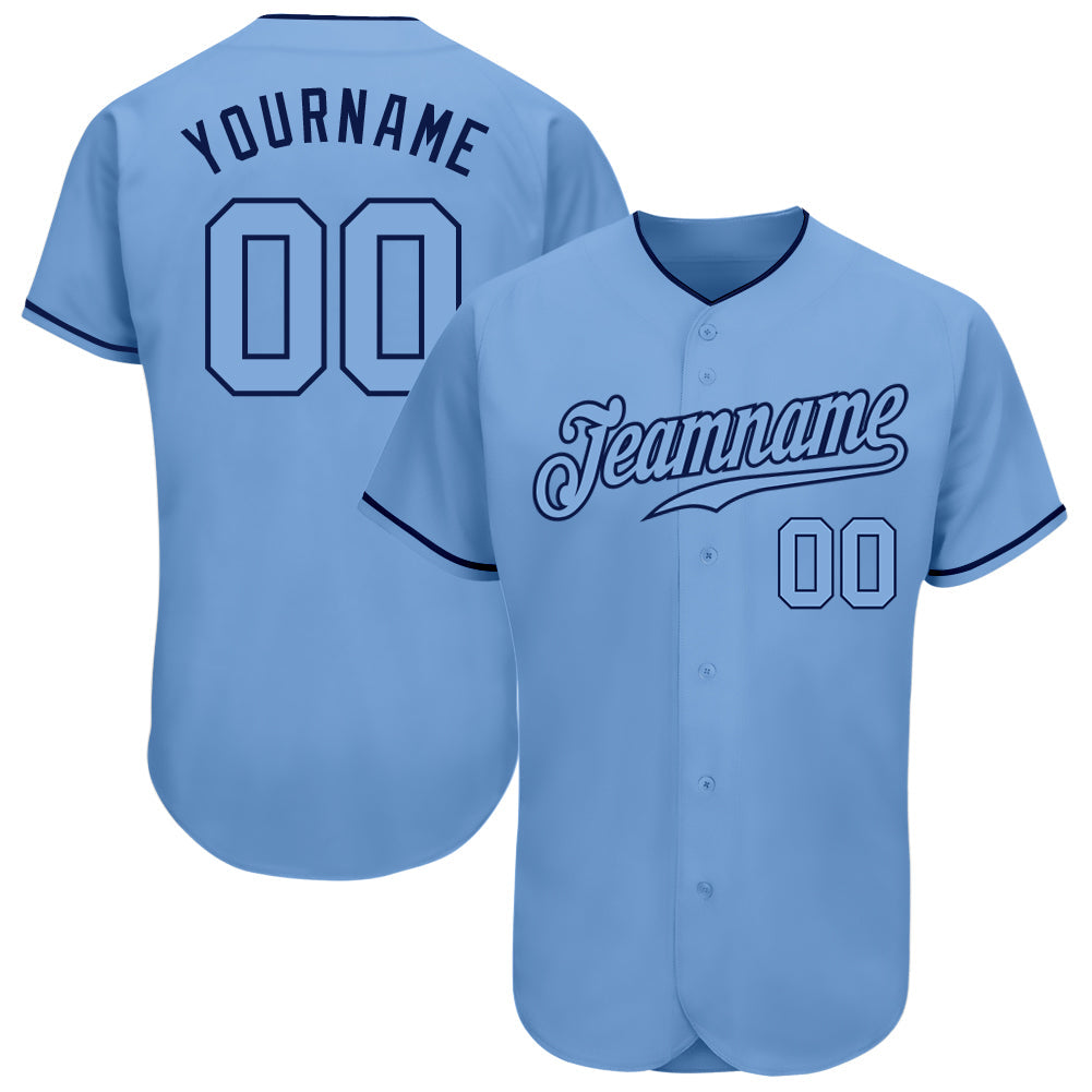 Custom Light Blue Light Blue-Navy Authentic Baseball Jersey - Main View