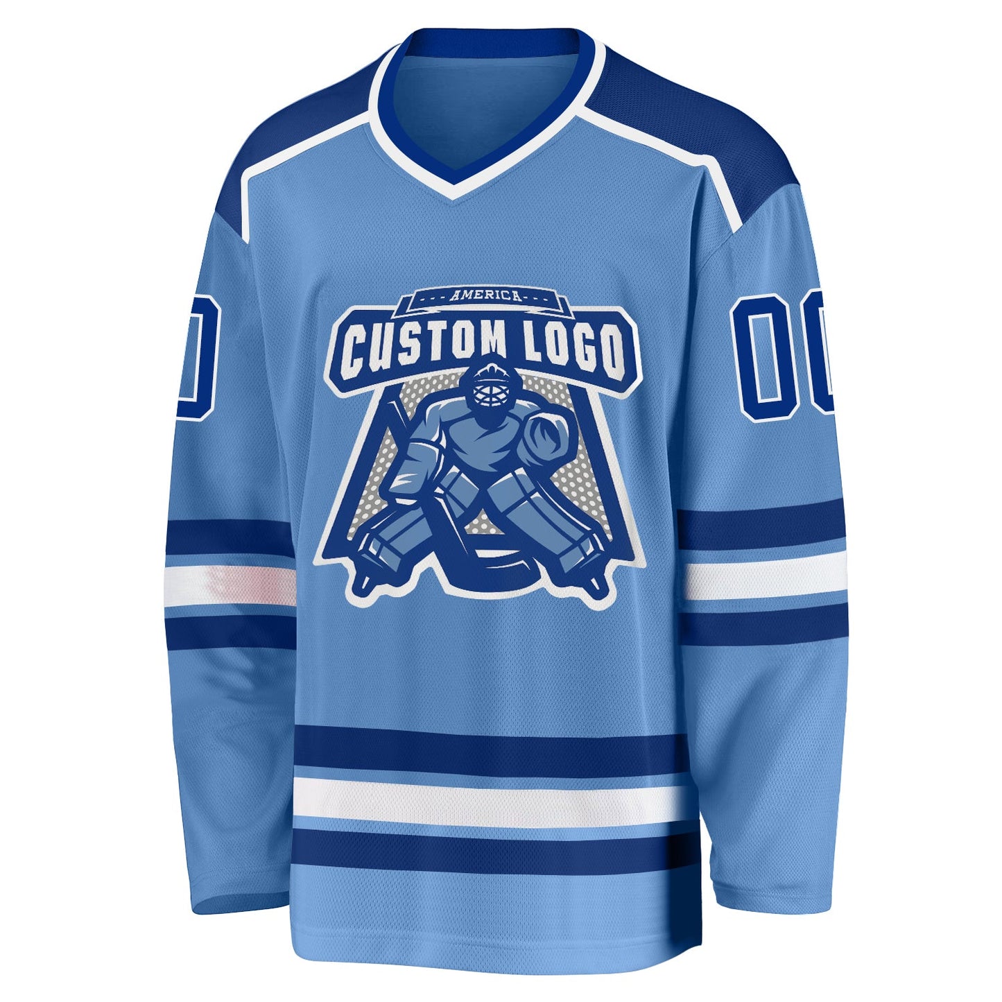 Custom Light Blue Royal-White Hockey Jersey view 2
