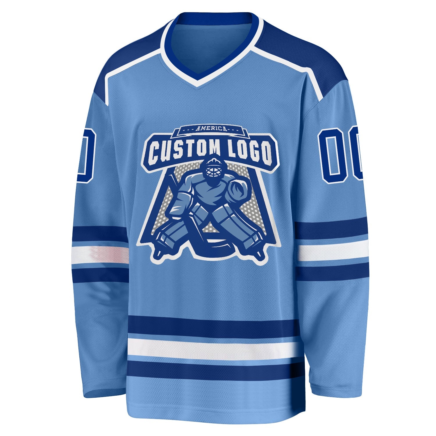 Custom Light Blue Royal-White Hockey Jersey view 2