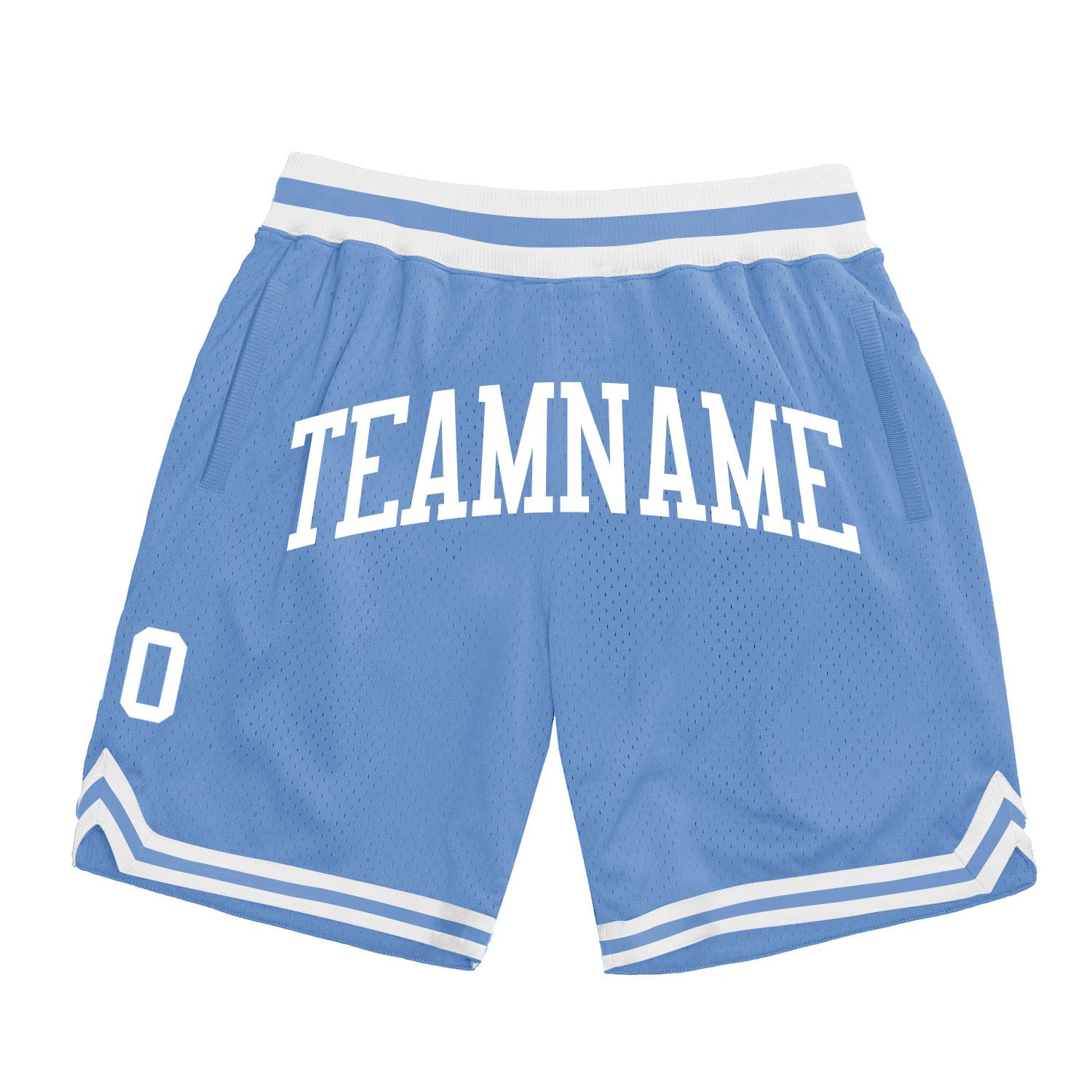 Custom Light Blue White Authentic Throwback Basketball Shorts - Main View