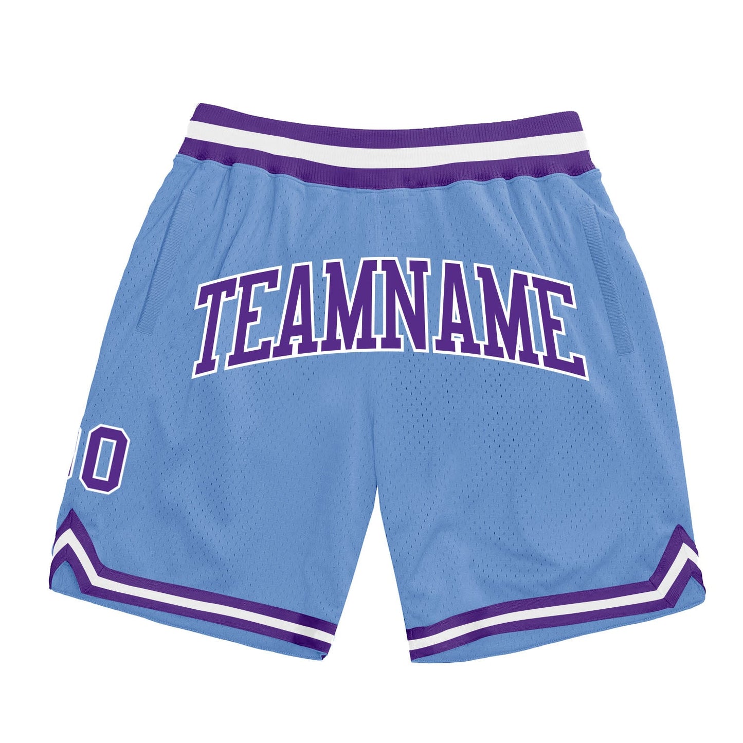 Custom Light Blue Purple-White Authentic Throwback Basketball Shorts - Main View