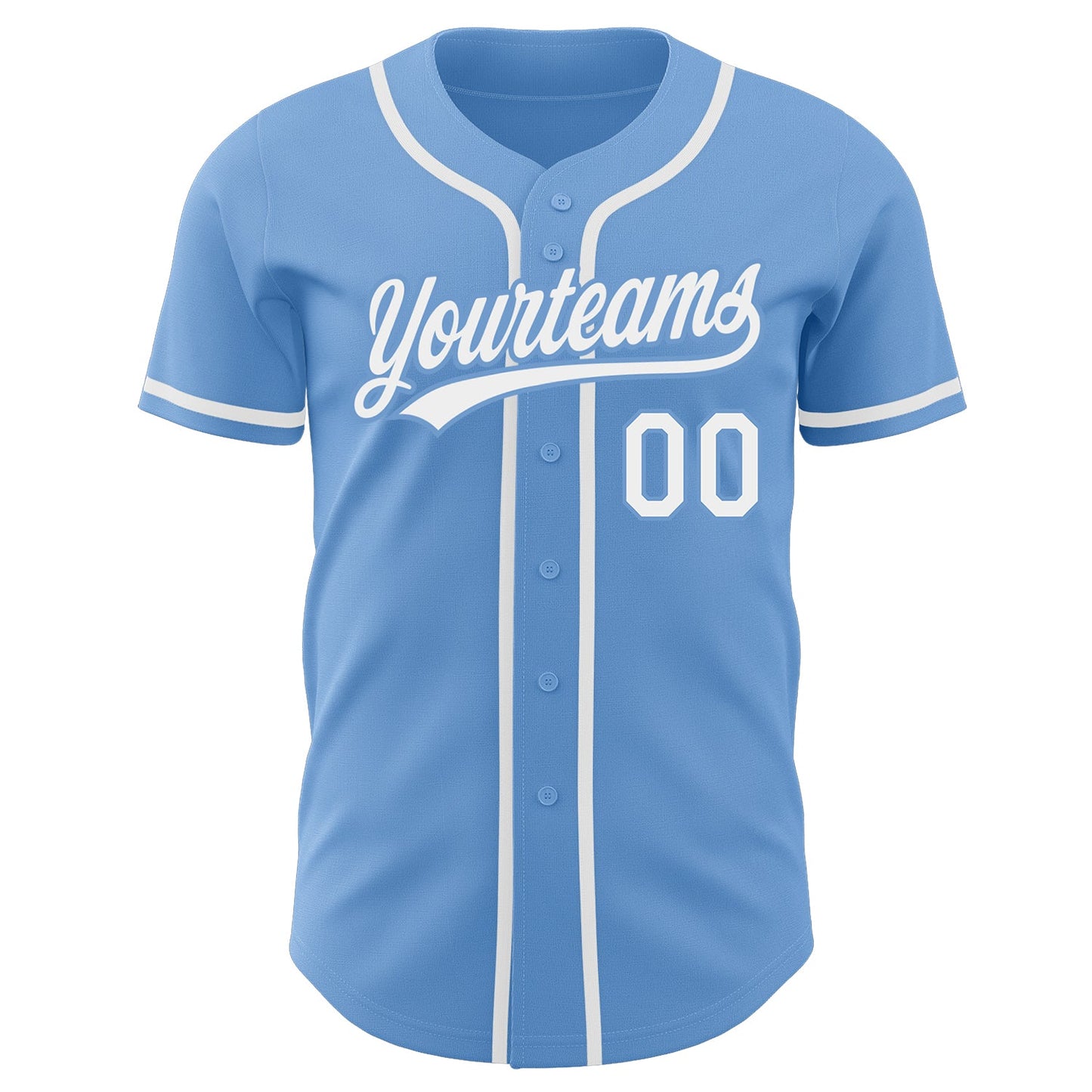 Custom Light Blue White Authentic Baseball Jersey view 2