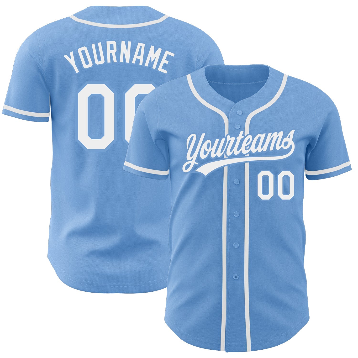 Custom Light Blue White Authentic Baseball Jersey - Main View