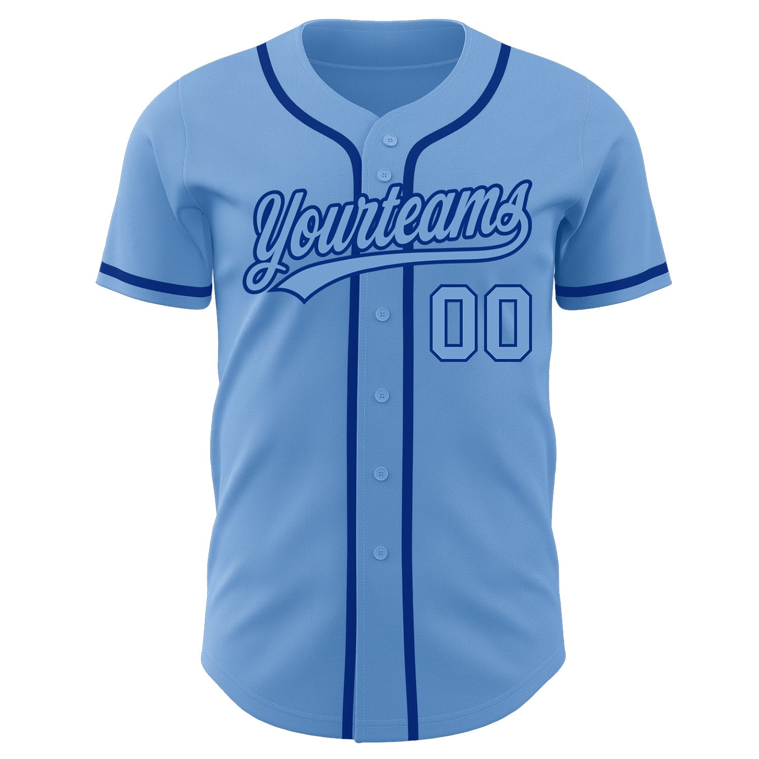 Custom Light Blue Light Blue-Royal Authentic Baseball Jersey view 2