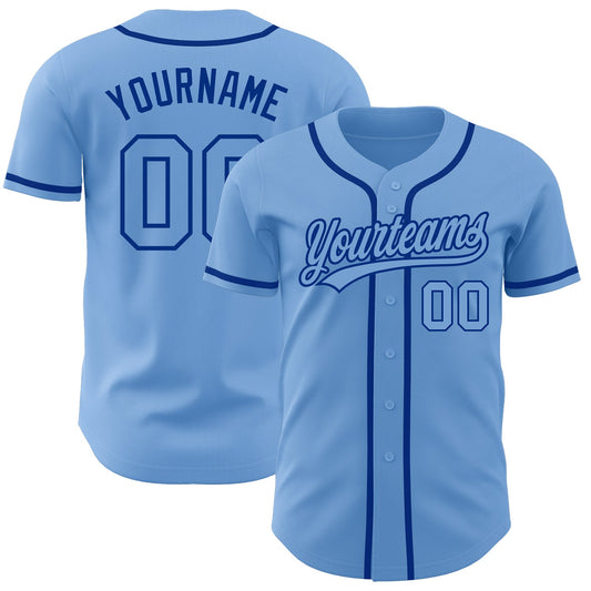 Custom Light Blue Light Blue-Royal Authentic Baseball Jersey - Main View