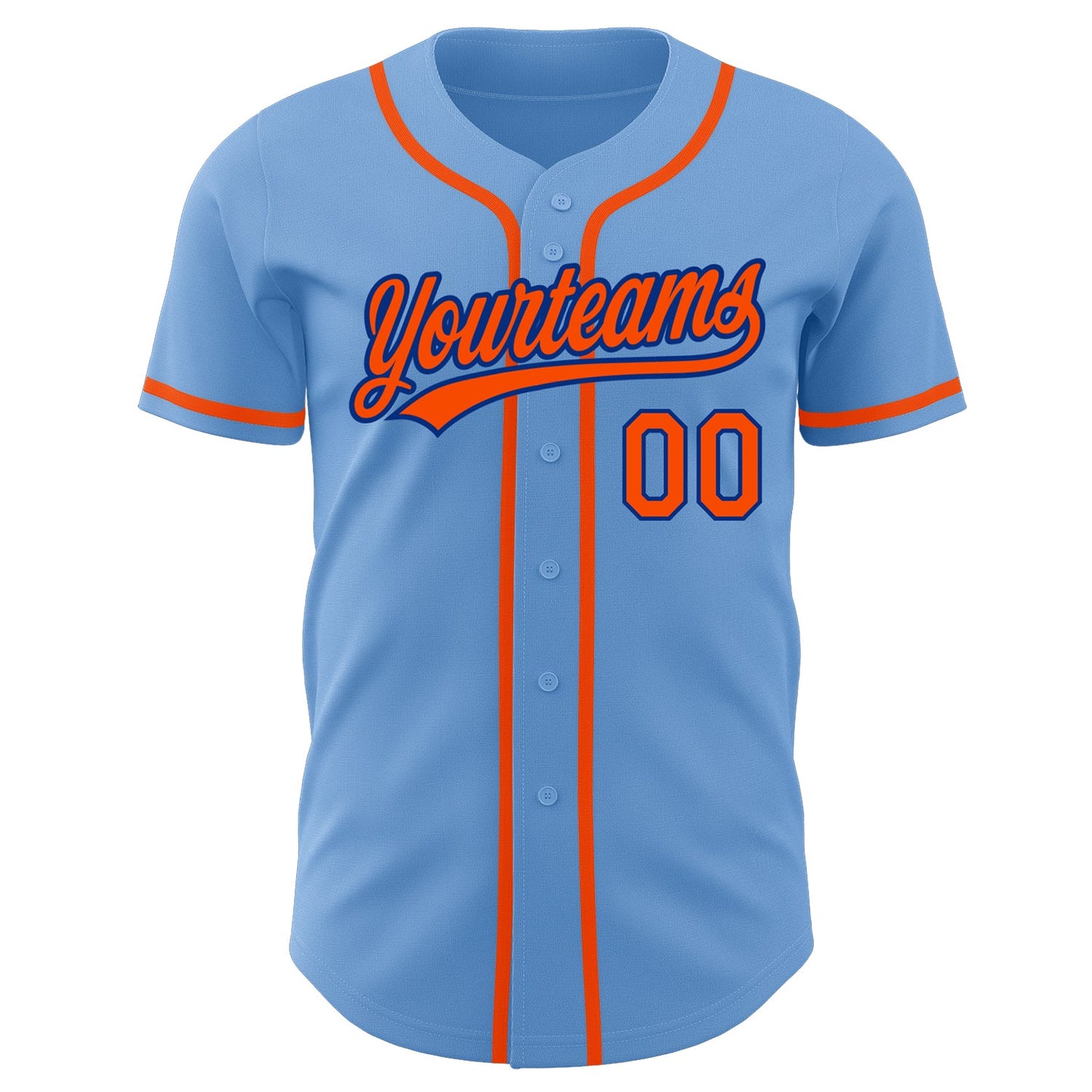 Custom Light Blue Orange-Royal Authentic Baseball Jersey view 2
