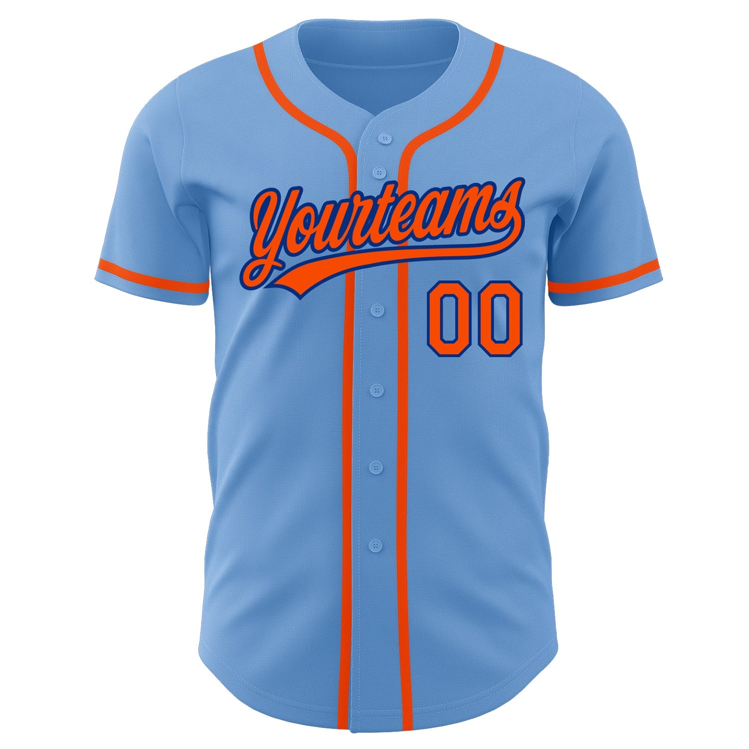 Custom Light Blue Orange-Royal Authentic Baseball Jersey view 2