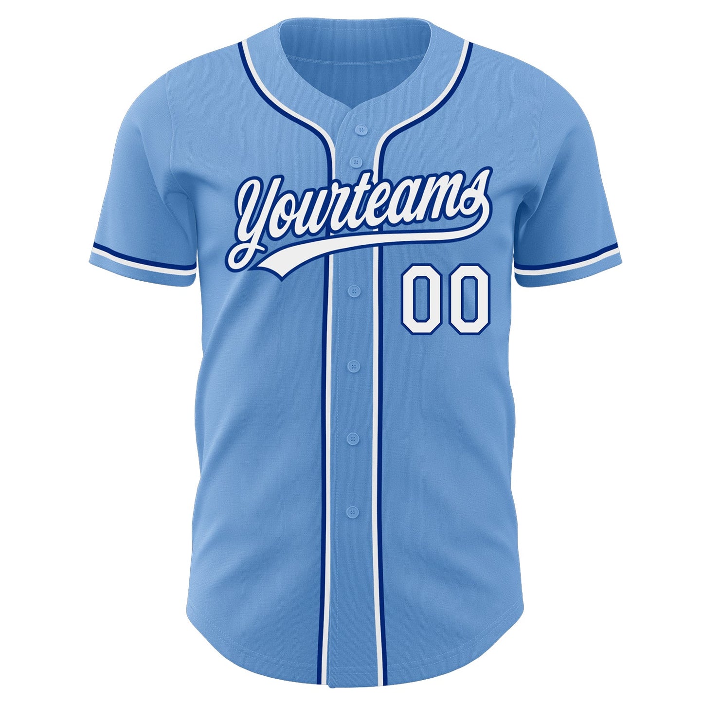 Custom Light Blue White-Royal Authentic Baseball Jersey view 3