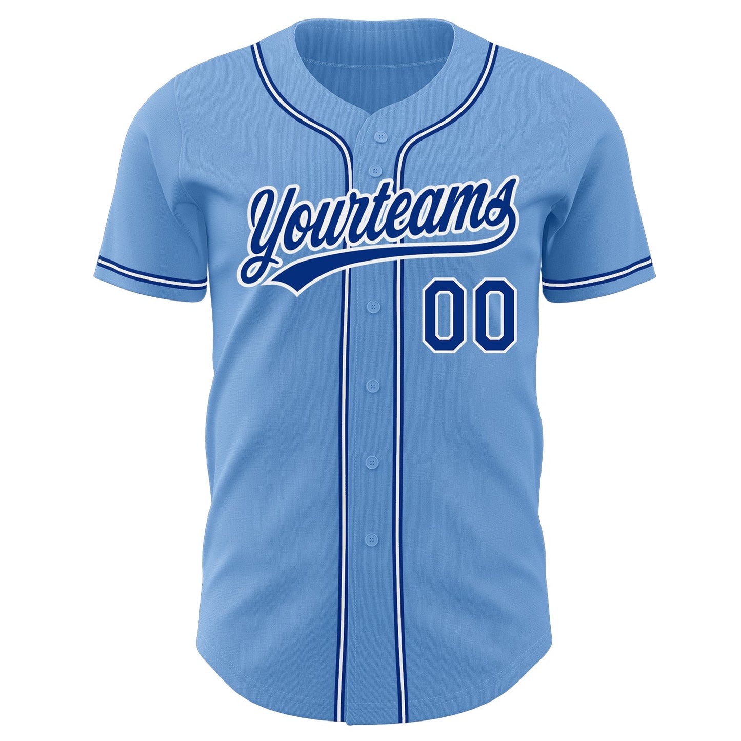 Custom Light Blue Royal-White Authentic Baseball Jersey view 2