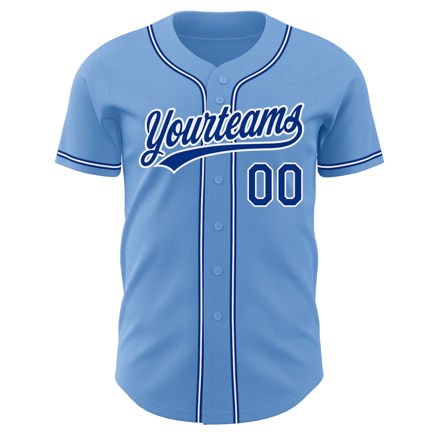 Custom Light Blue Royal-White Authentic Baseball Jersey view 2