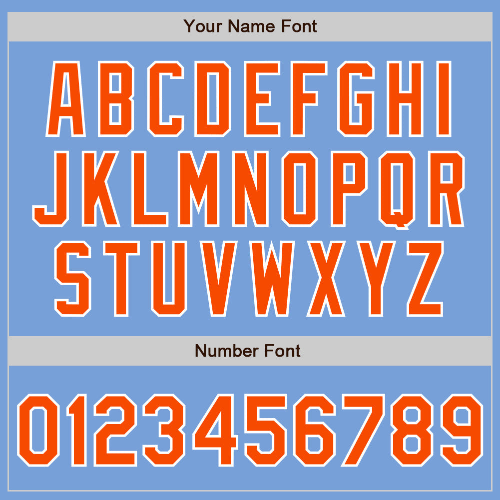 Custom Light Blue Orange-White Authentic Baseball Jersey view 5