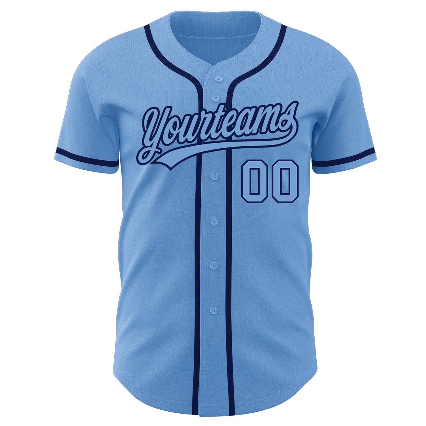 Custom Light Blue Light Blue-Navy Authentic Baseball Jersey view 2