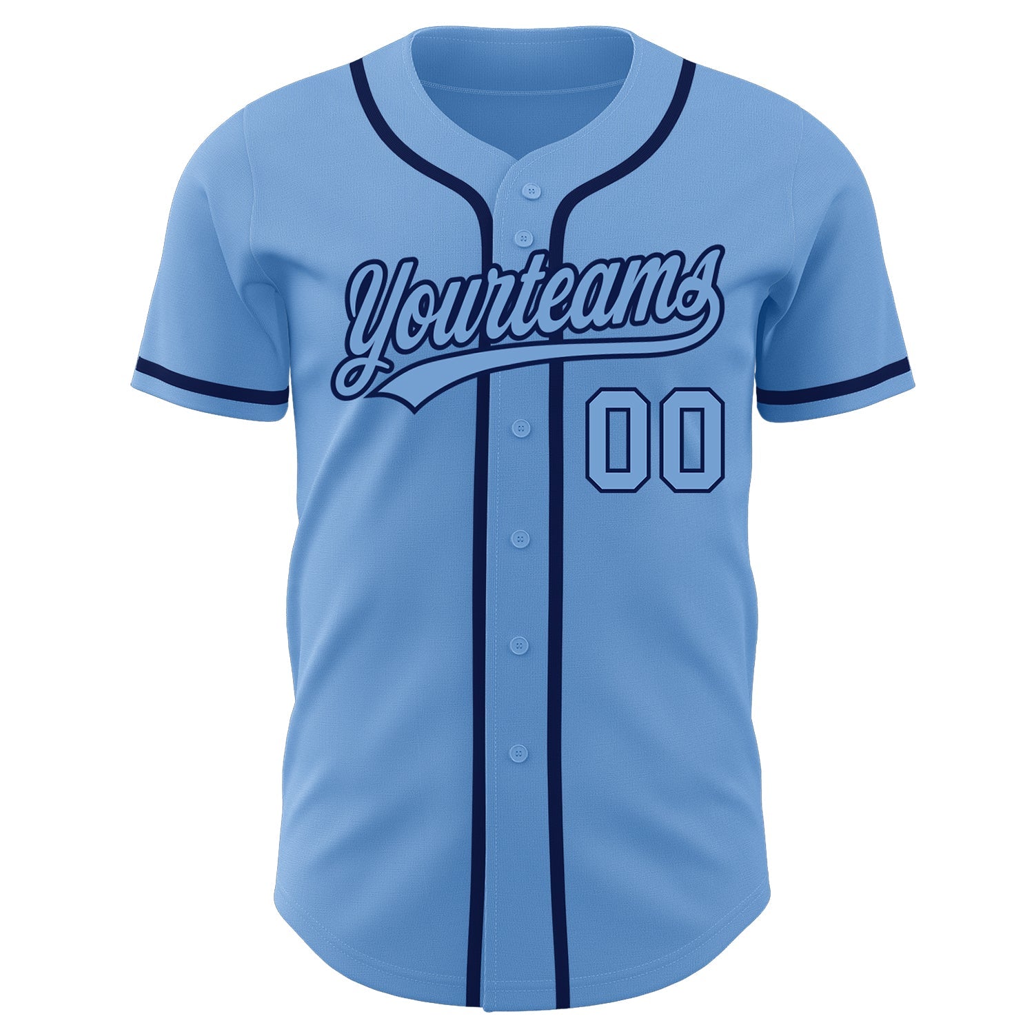 Custom Light Blue Light Blue-Navy Authentic Baseball Jersey view 2