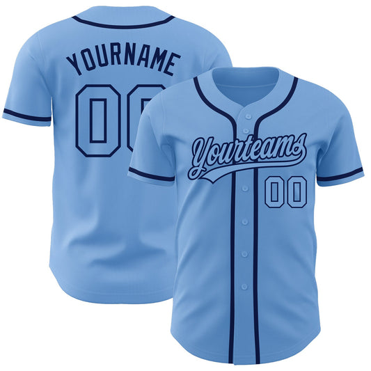 Custom Light Blue Light Blue-Navy Authentic Baseball Jersey - Main View