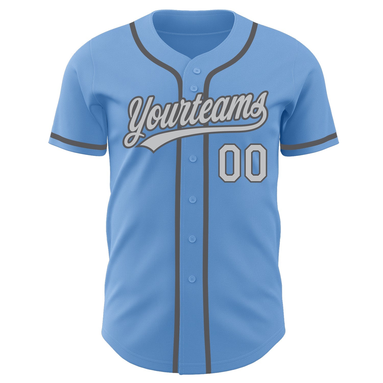 Custom Light Blue Gray-Steel Gray Authentic Baseball Jersey view 2