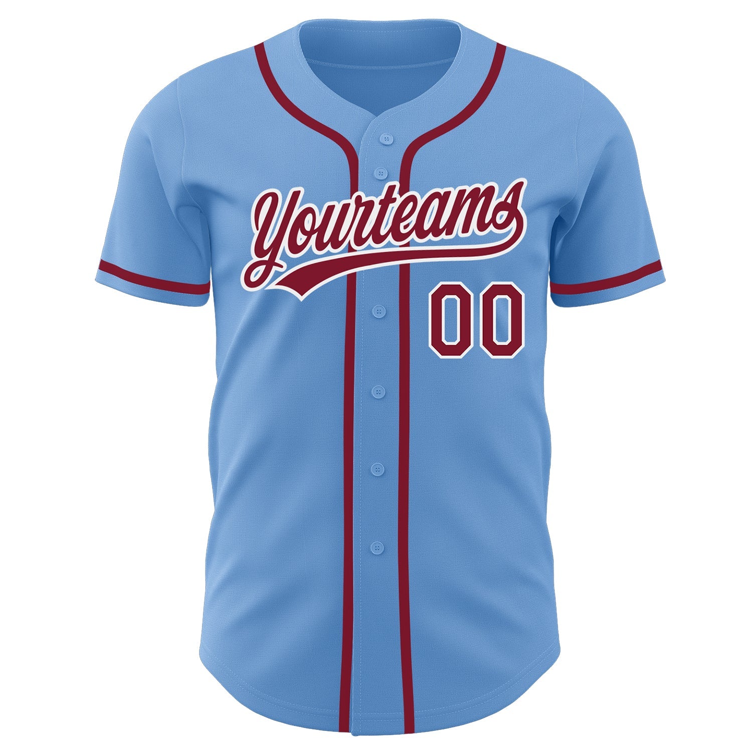 Custom Light Blue Crimson-White Authentic Baseball Jersey view 2