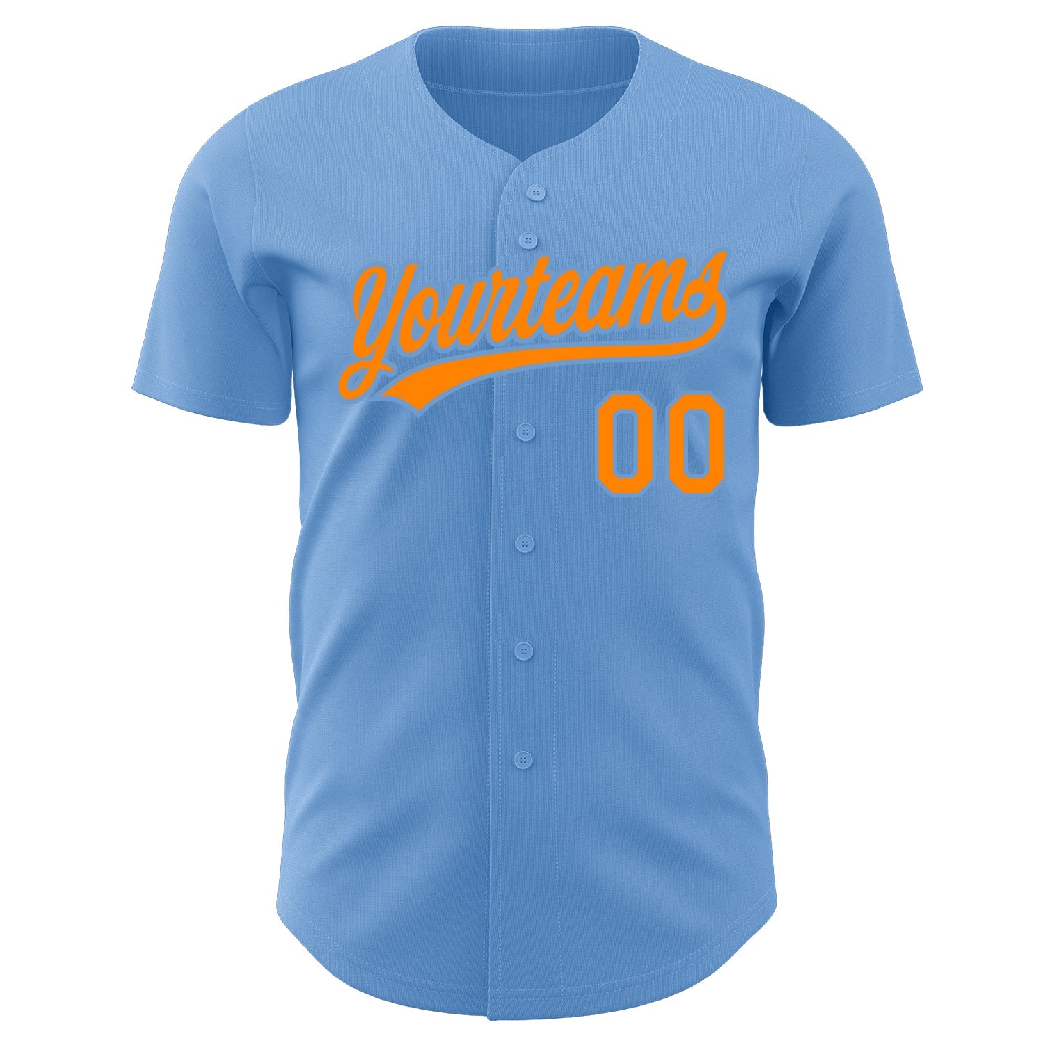 Custom Light Blue Bay Orange Authentic Baseball Jersey view 2