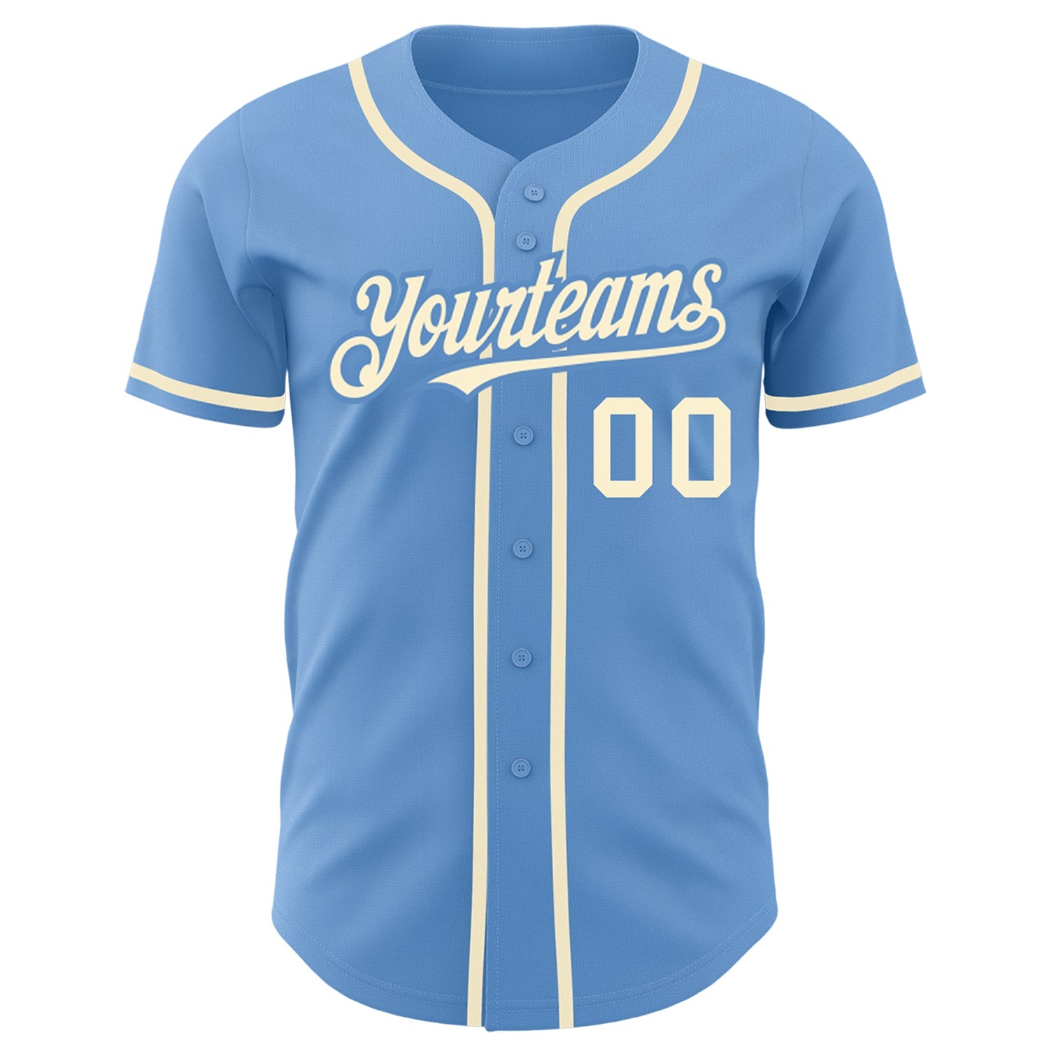 Custom Light Blue Cream Authentic Baseball Jersey view 2