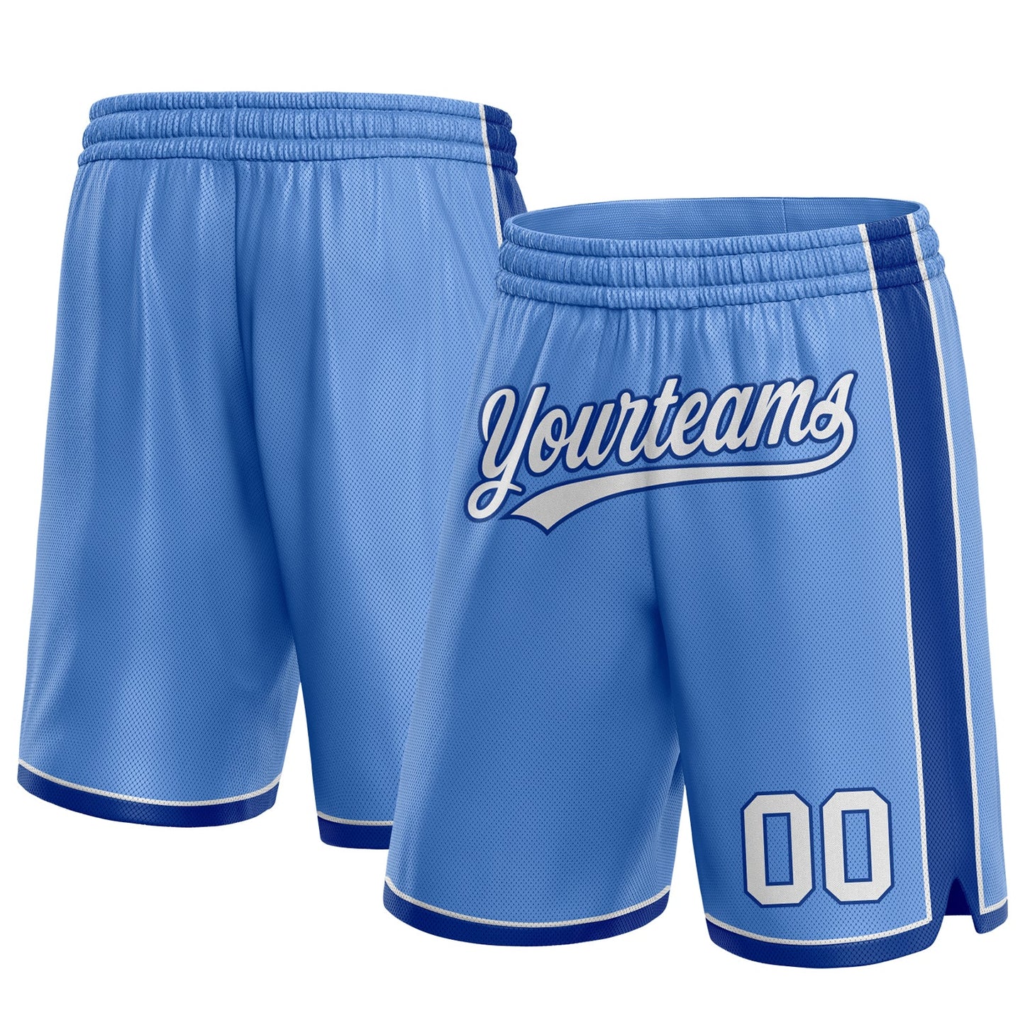Custom Light Blue White-Royal Authentic Basketball Shorts - Main View