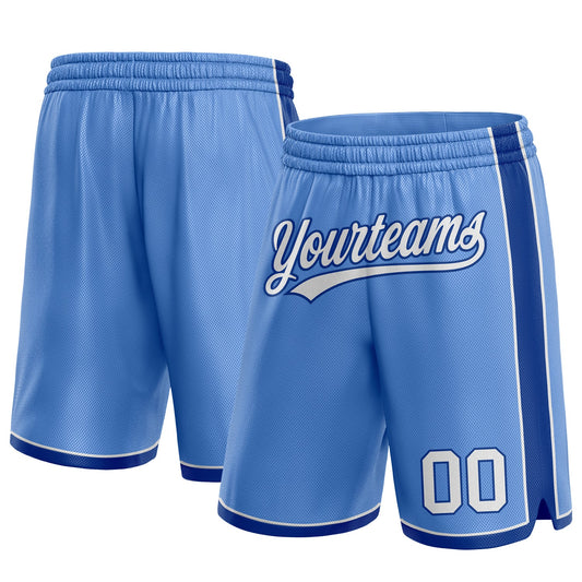 Custom Light Blue White-Royal Authentic Basketball Shorts - Main View