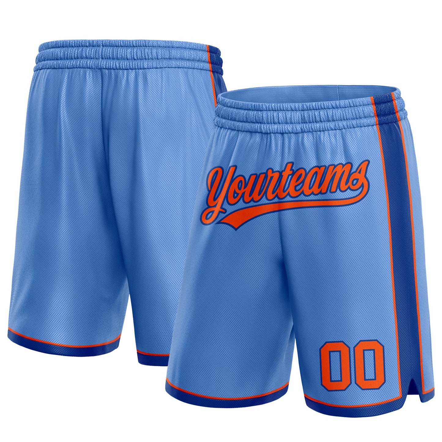 Custom Light Blue Orange-Royal Authentic Basketball Shorts - Main View