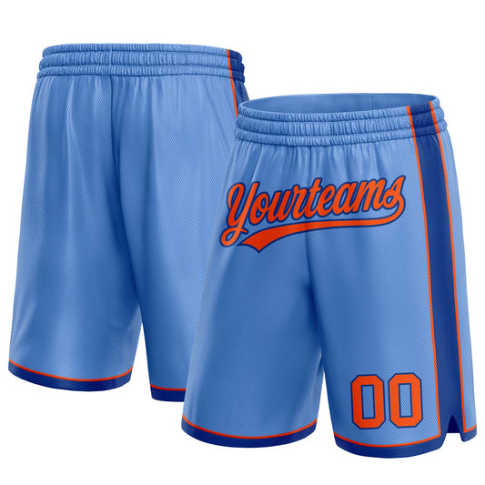 Custom Light Blue Orange-Royal Authentic Basketball Shorts - Main View
