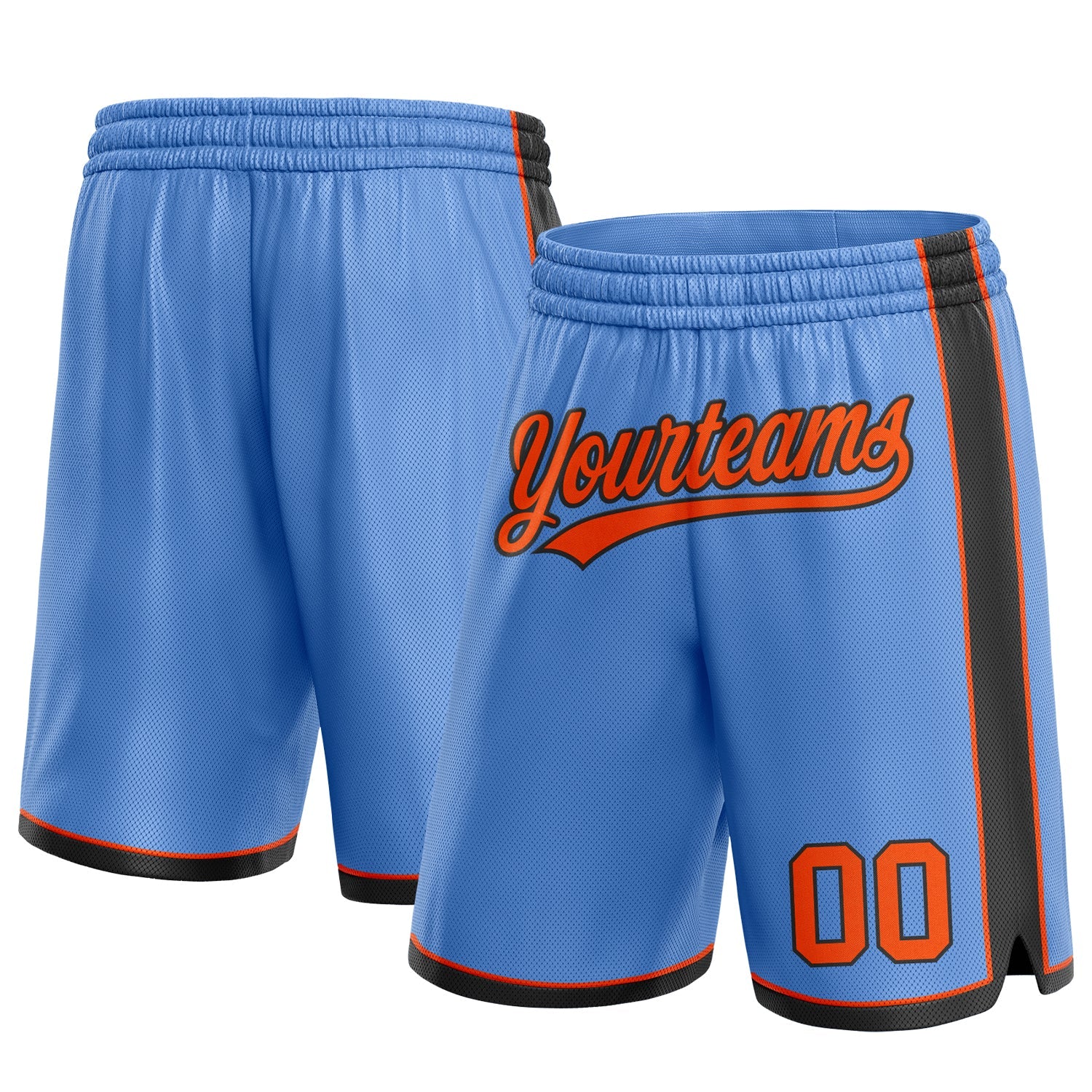 Custom Light Blue Orange-Black Authentic Basketball Shorts - Main View