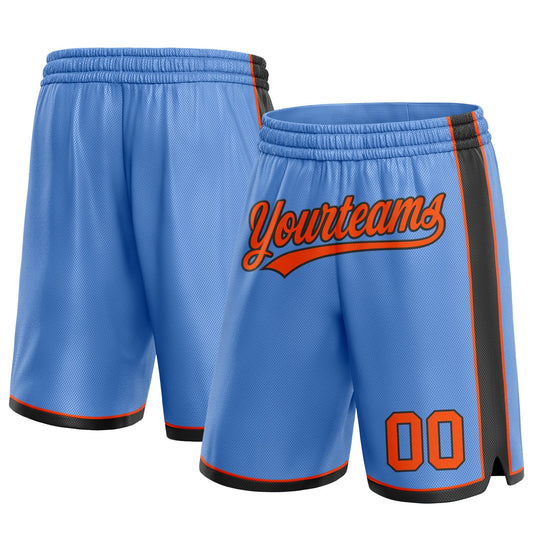 Custom Light Blue Orange-Black Authentic Basketball Shorts - Main View