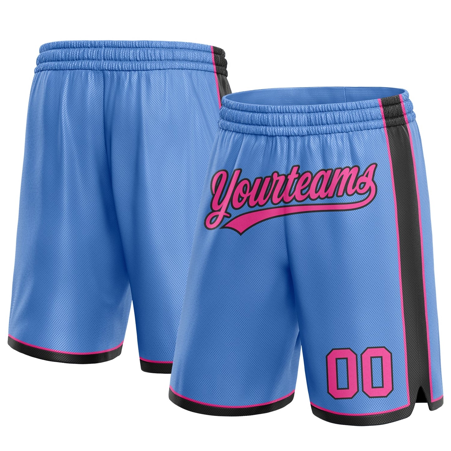 Custom Light Blue Pink-Black Authentic Basketball Shorts - Main View