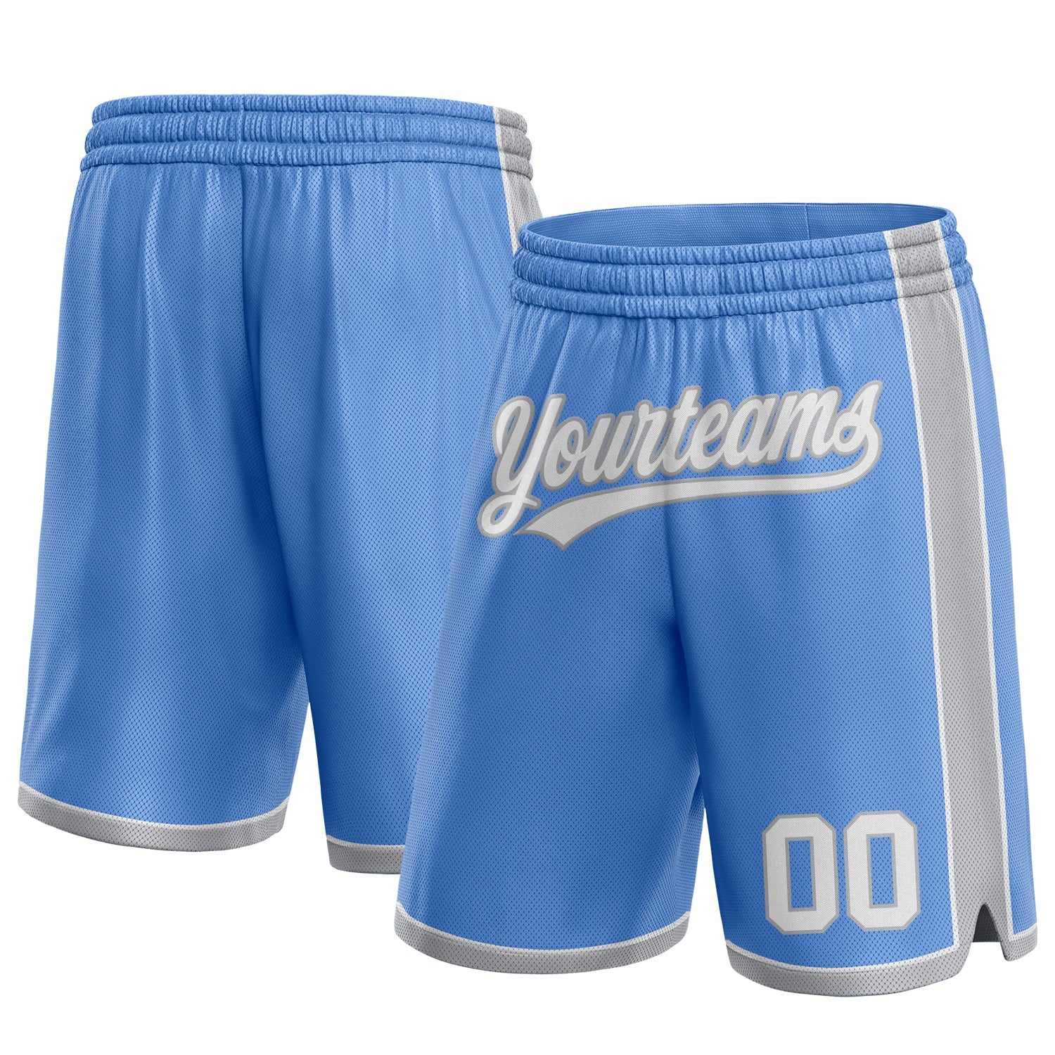 Custom Light Blue White-Gray Authentic Basketball Shorts - Main View