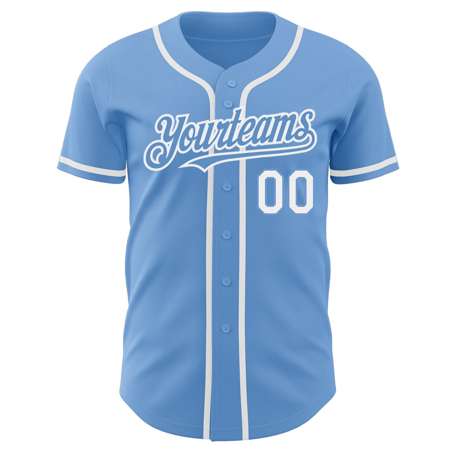 Custom Light Blue White Authentic Baseball Jersey view 2