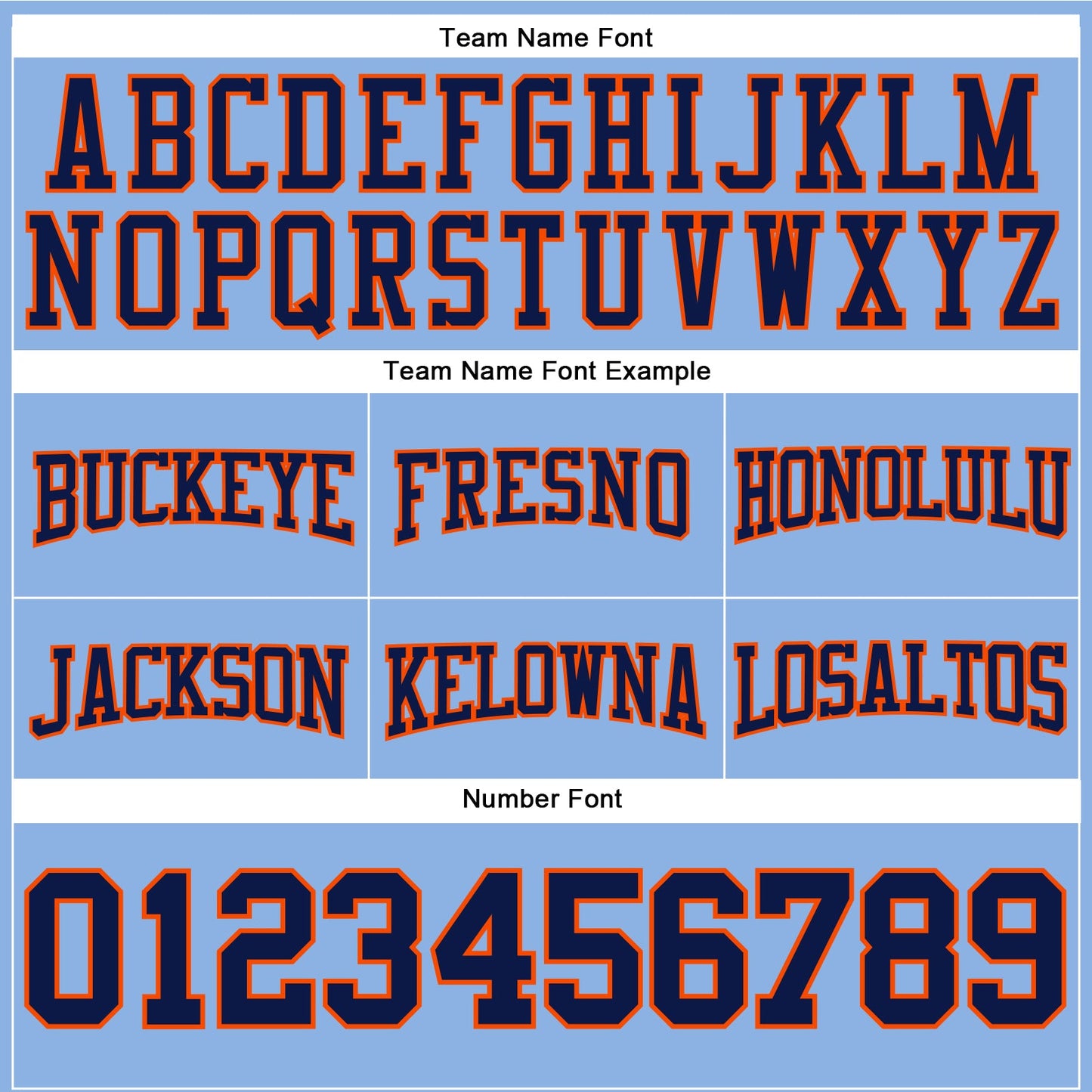 Custom Stitched Light Blue Navy-Orange Football Pullover Sweatshirt Hoodie view 3